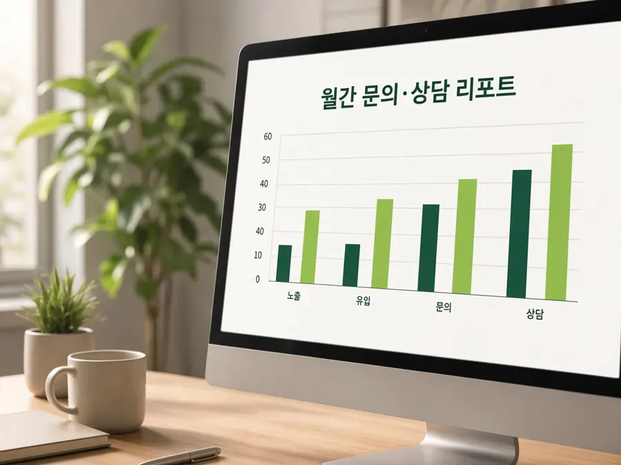 월간 문의·상담 보고 화면 예시